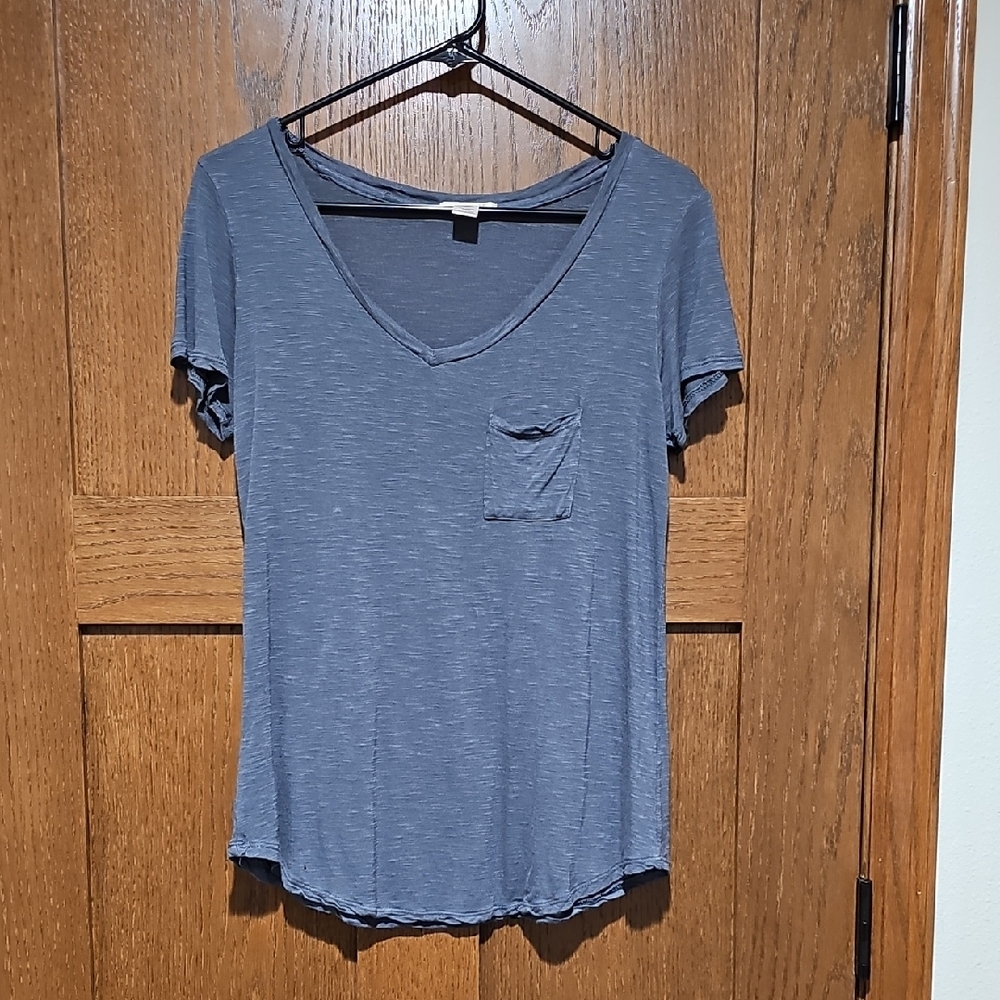 Casual Gray V-Neck Women's Top